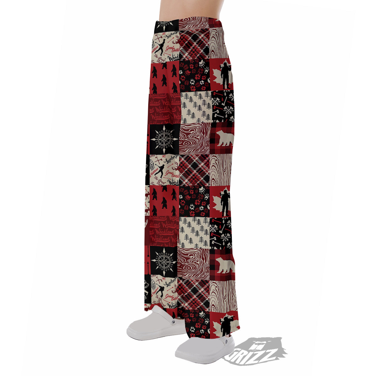 Wildlife Red Plaid Print Pattern Pajama Pants-grizzshop