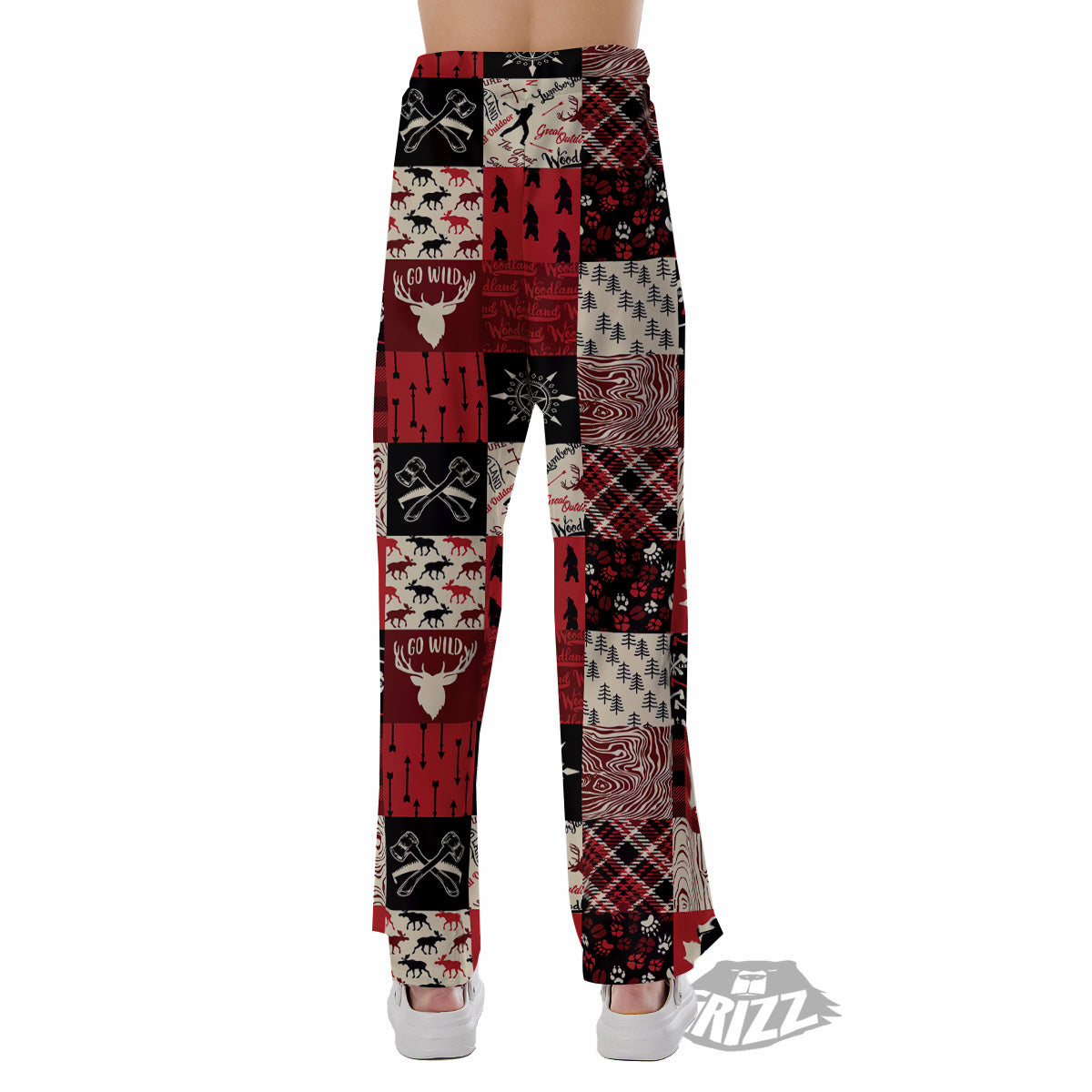 Wildlife Red Plaid Print Pattern Pajama Pants-grizzshop