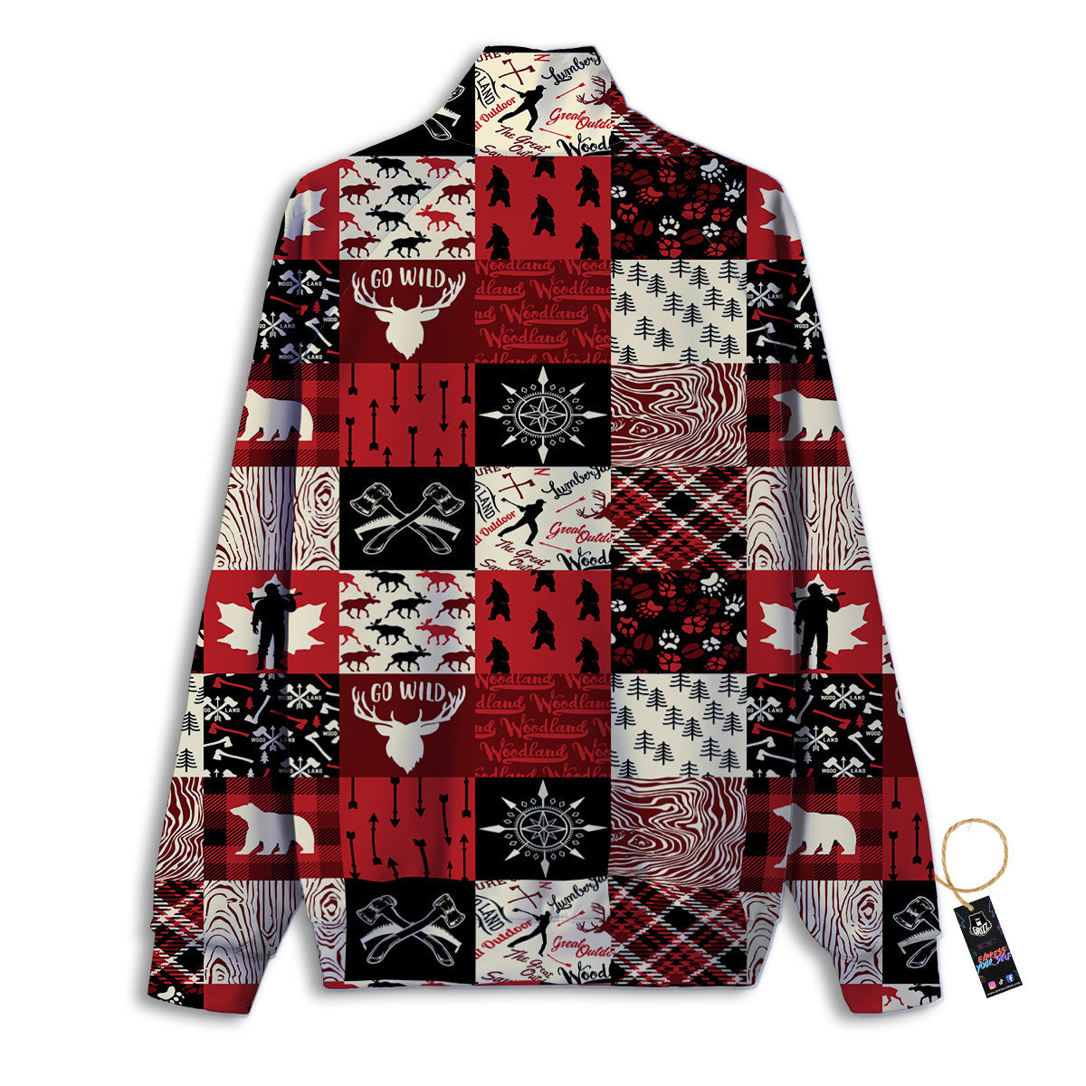 Wildlife Red Plaid Print Pattern Track Jacket-grizzshop