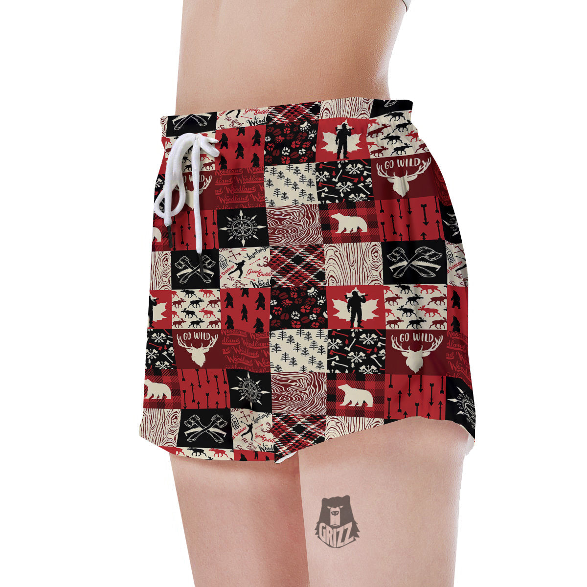 Wildlife Red Plaid Print Pattern Women's Shorts-grizzshop