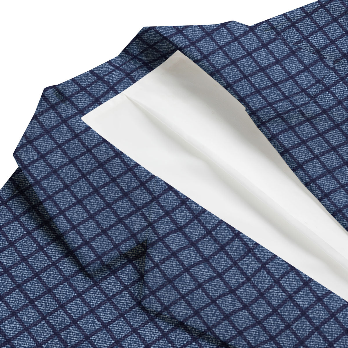 Windowpane Denim Print Pattern Men's Blazer-grizzshop