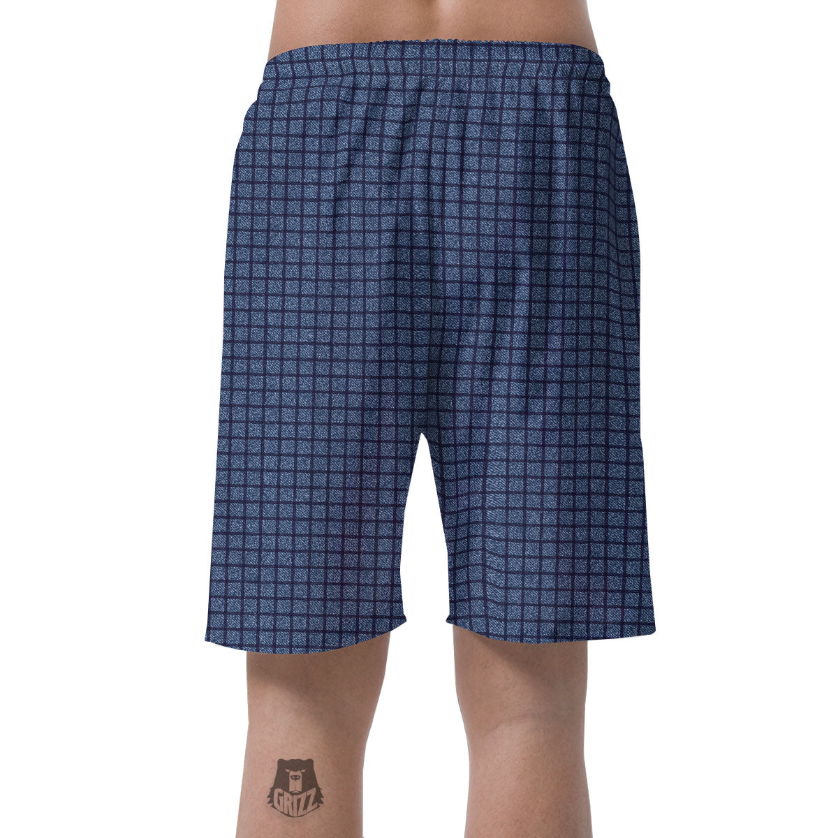 Windowpane Denim Print Pattern Men's Shorts-grizzshop