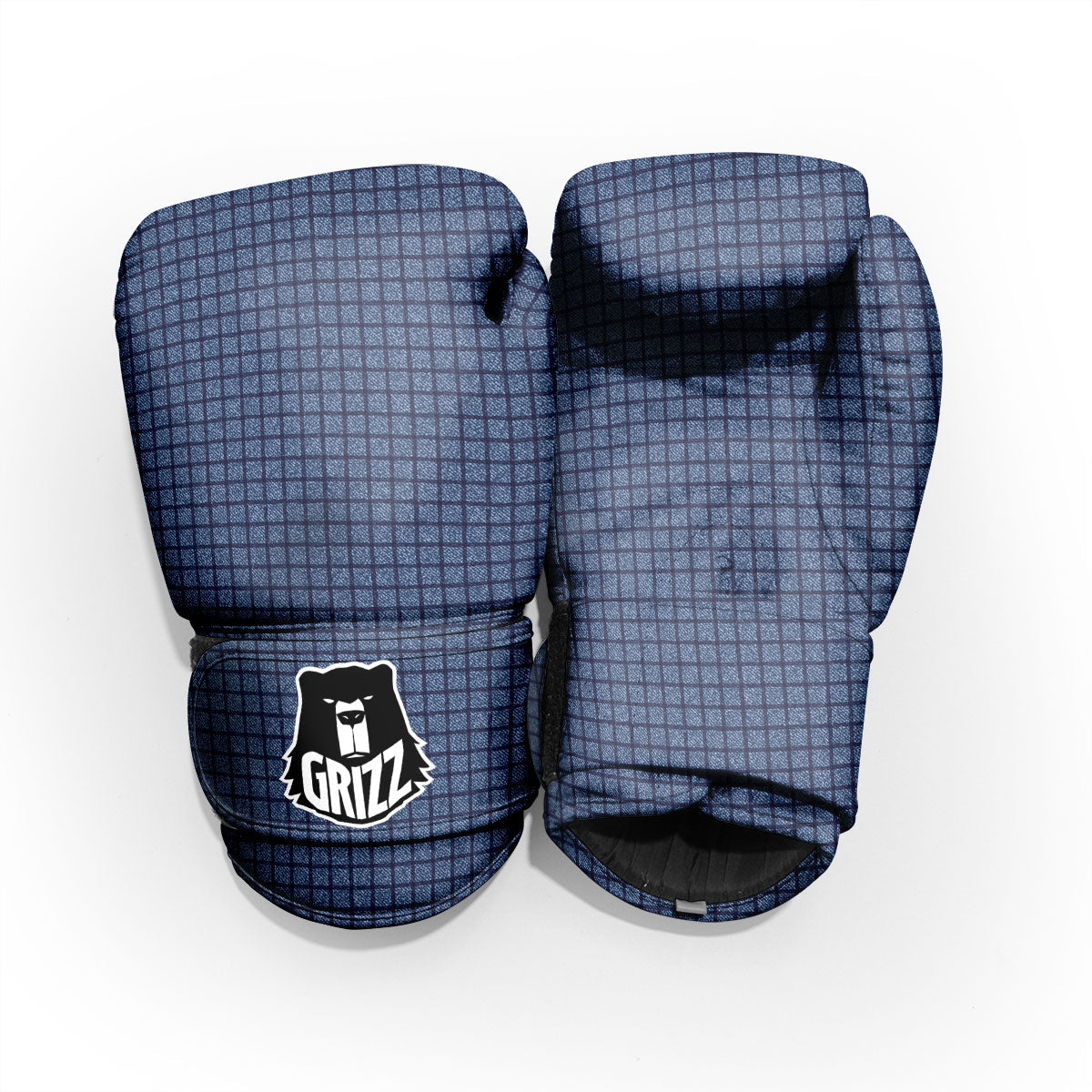 Windowpane Denim Print Pattern Sparring Gloves-grizzshop