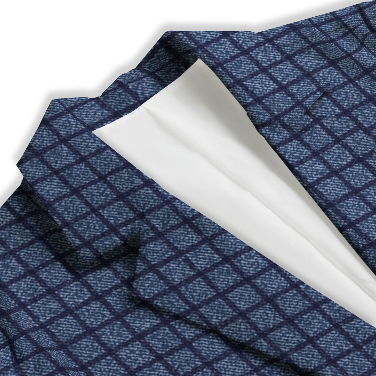Windowpane Denim Print Pattern Women's Blazer-grizzshop