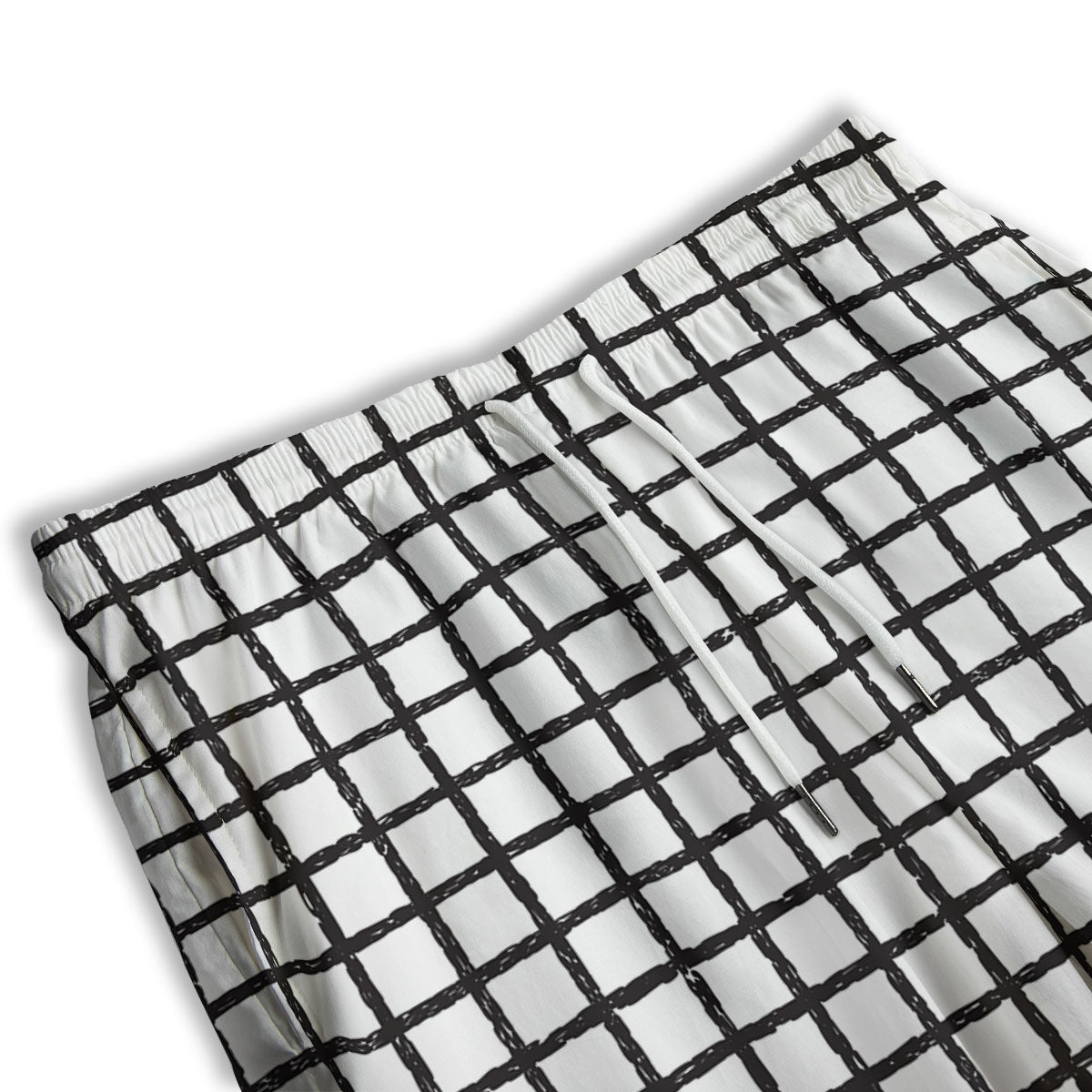 Windowpane Doodle Print Pattern Men's Athletic Shorts-grizzshop