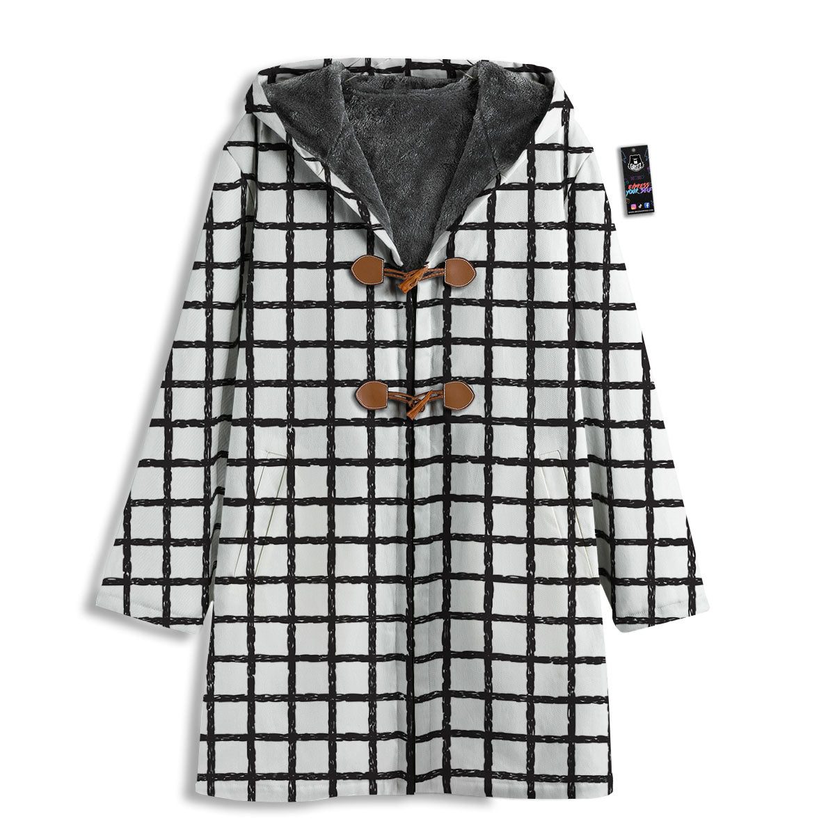 Windowpane Doodle Print Pattern Men's Windbreaker Jacket-grizzshop