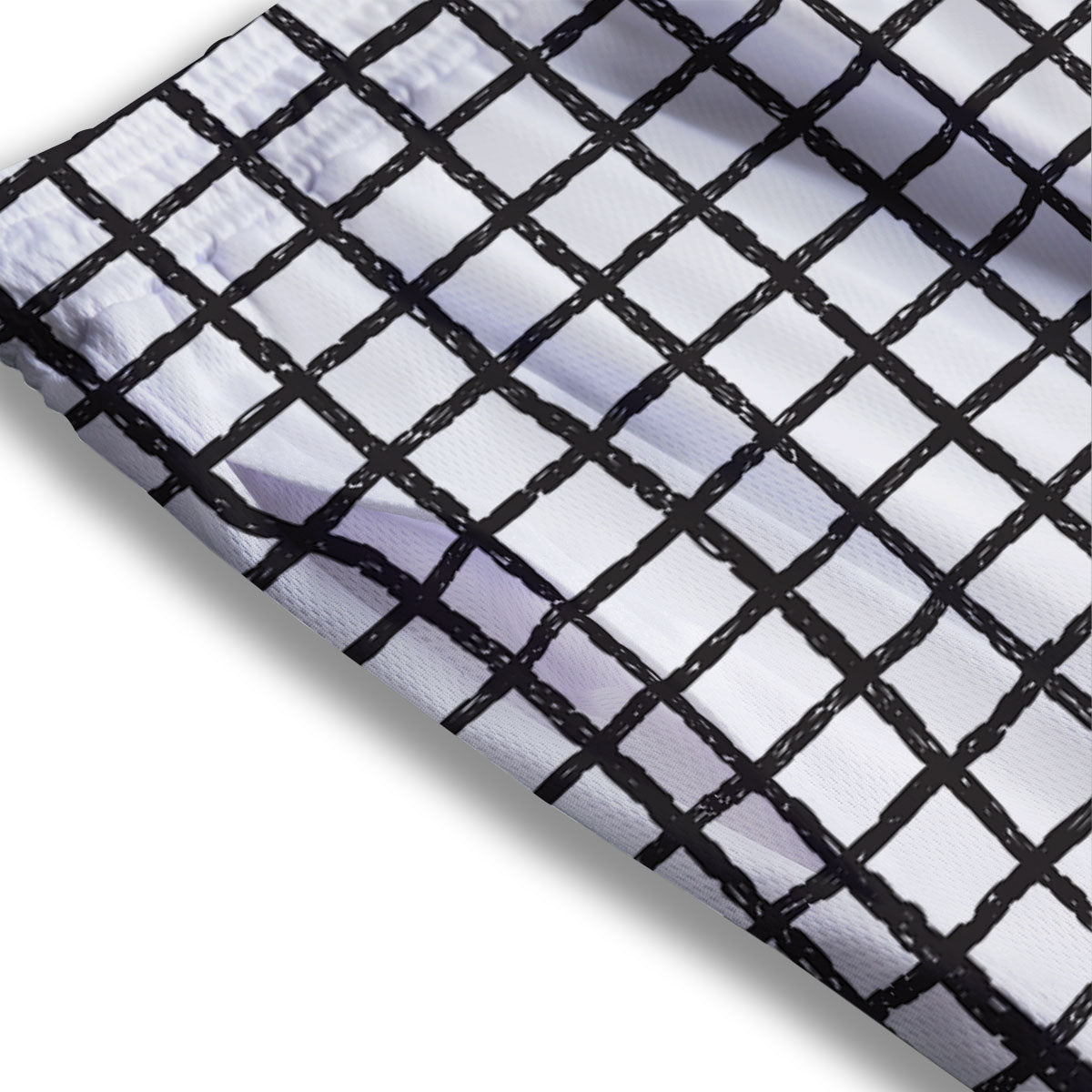 Windowpane Doodle Print Pattern Mesh Shorts-grizzshop