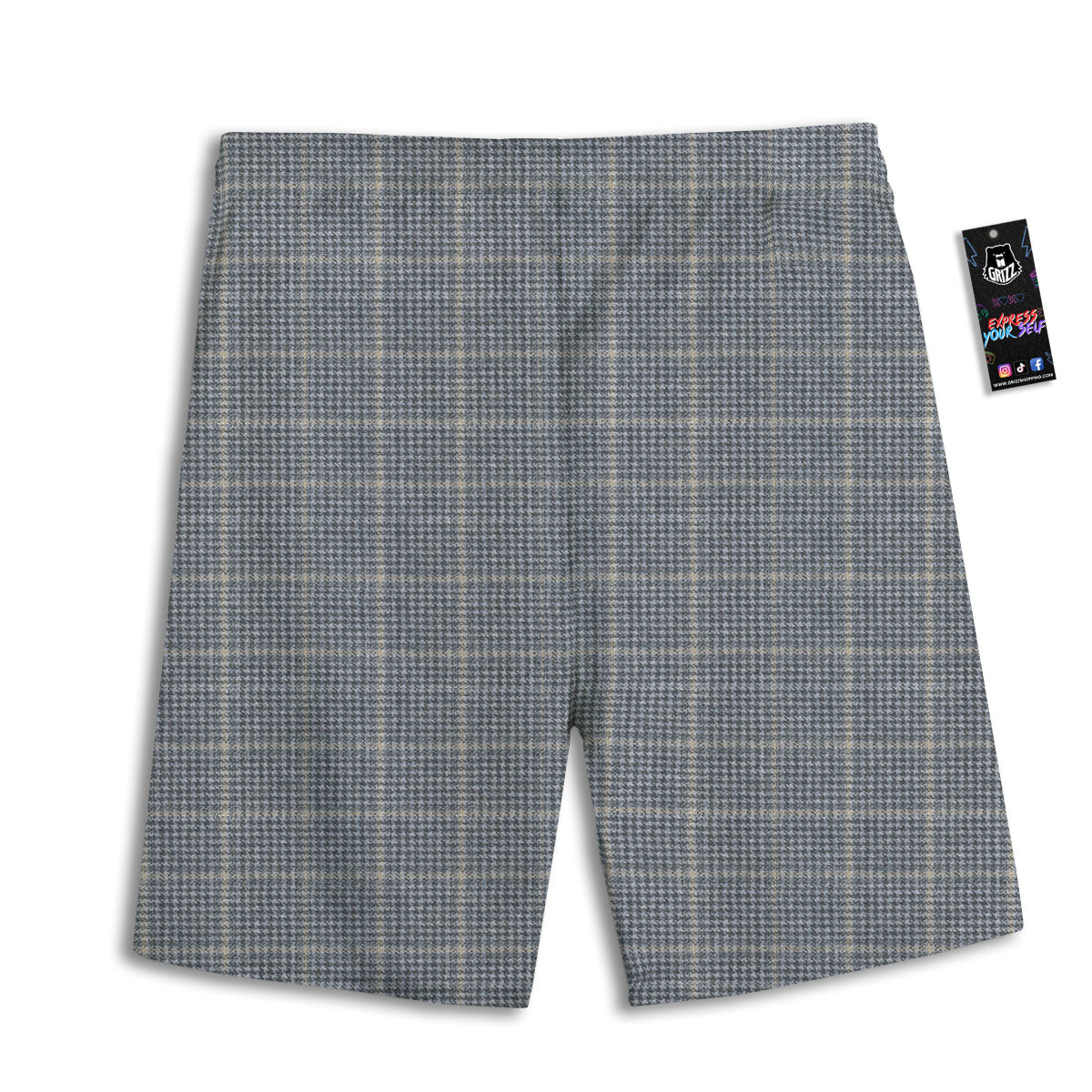 Windowpane Grey Print Pattern Men's Athletic Shorts-grizzshop