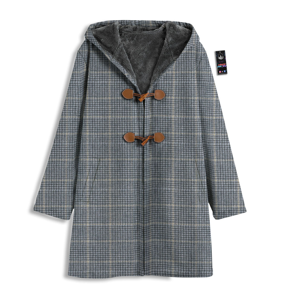 Windowpane Grey Print Pattern Men's Windbreaker Jacket-grizzshop