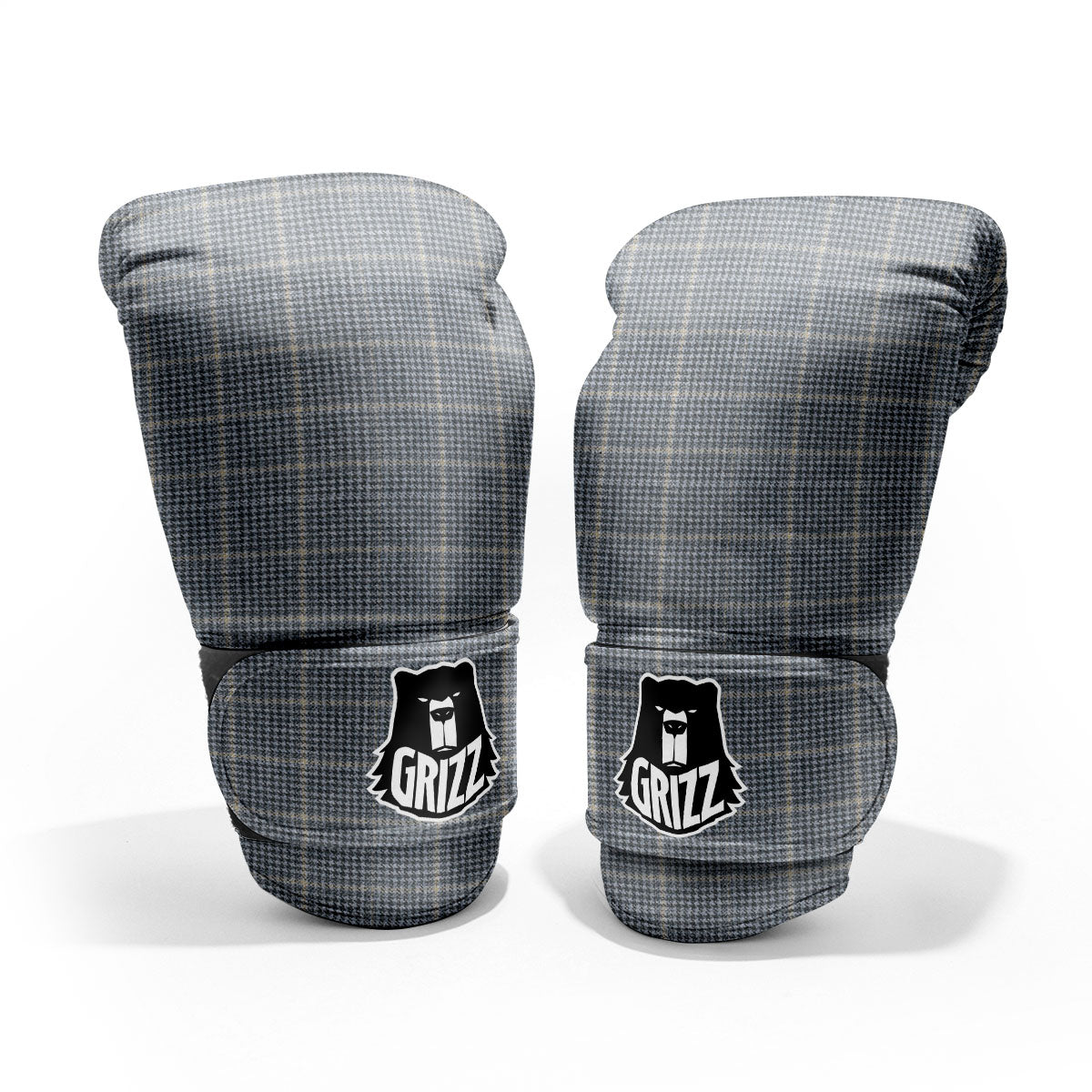 Windowpane Grey Print Pattern Sparring Gloves-grizzshop