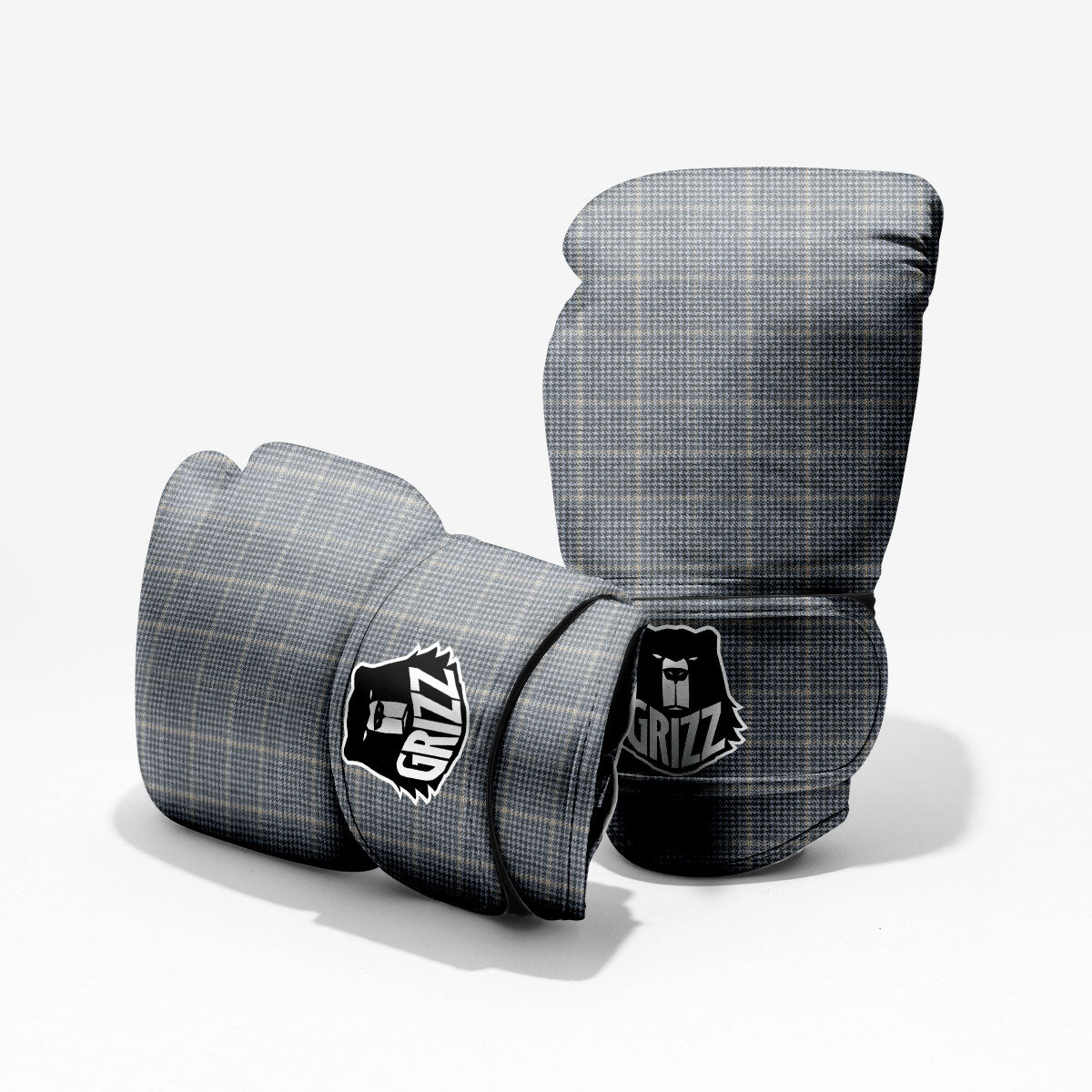 Windowpane Grey Print Pattern Sparring Gloves-grizzshop