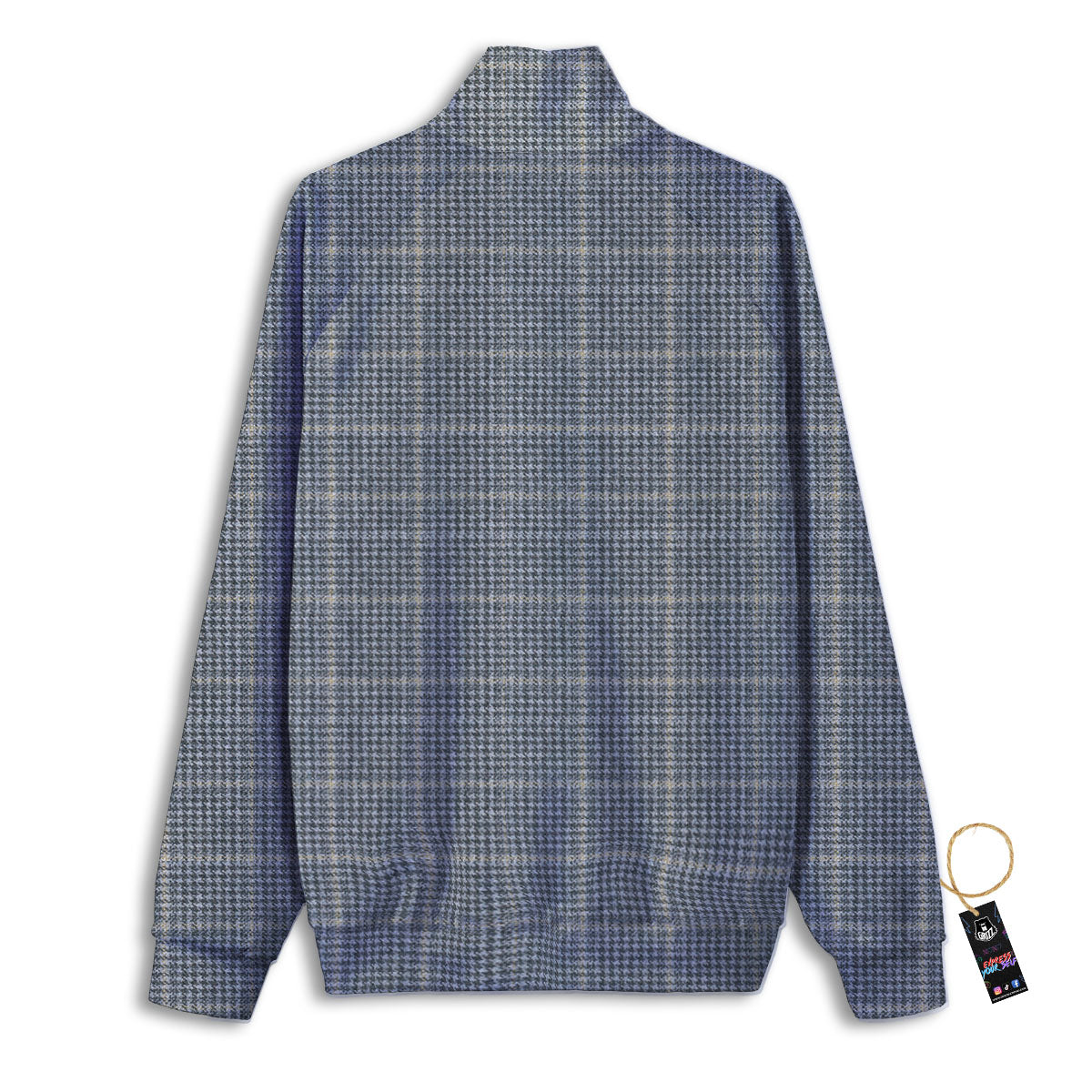 Windowpane Grey Print Pattern Track Jacket-grizzshop
