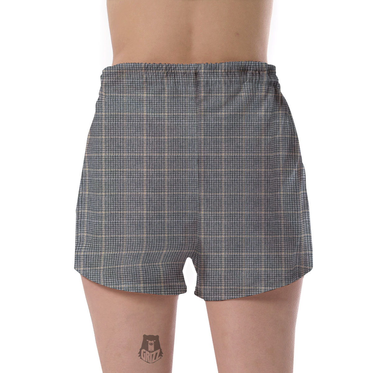 Windowpane Grey Print Pattern Women's Shorts-grizzshop