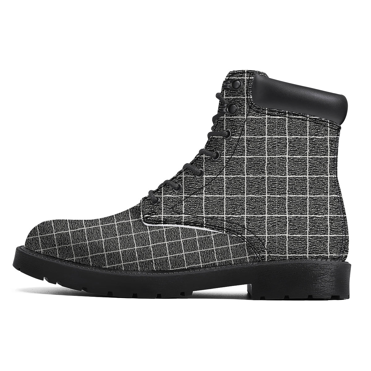Windowpane Noisy Print Pattern Boots-grizzshop