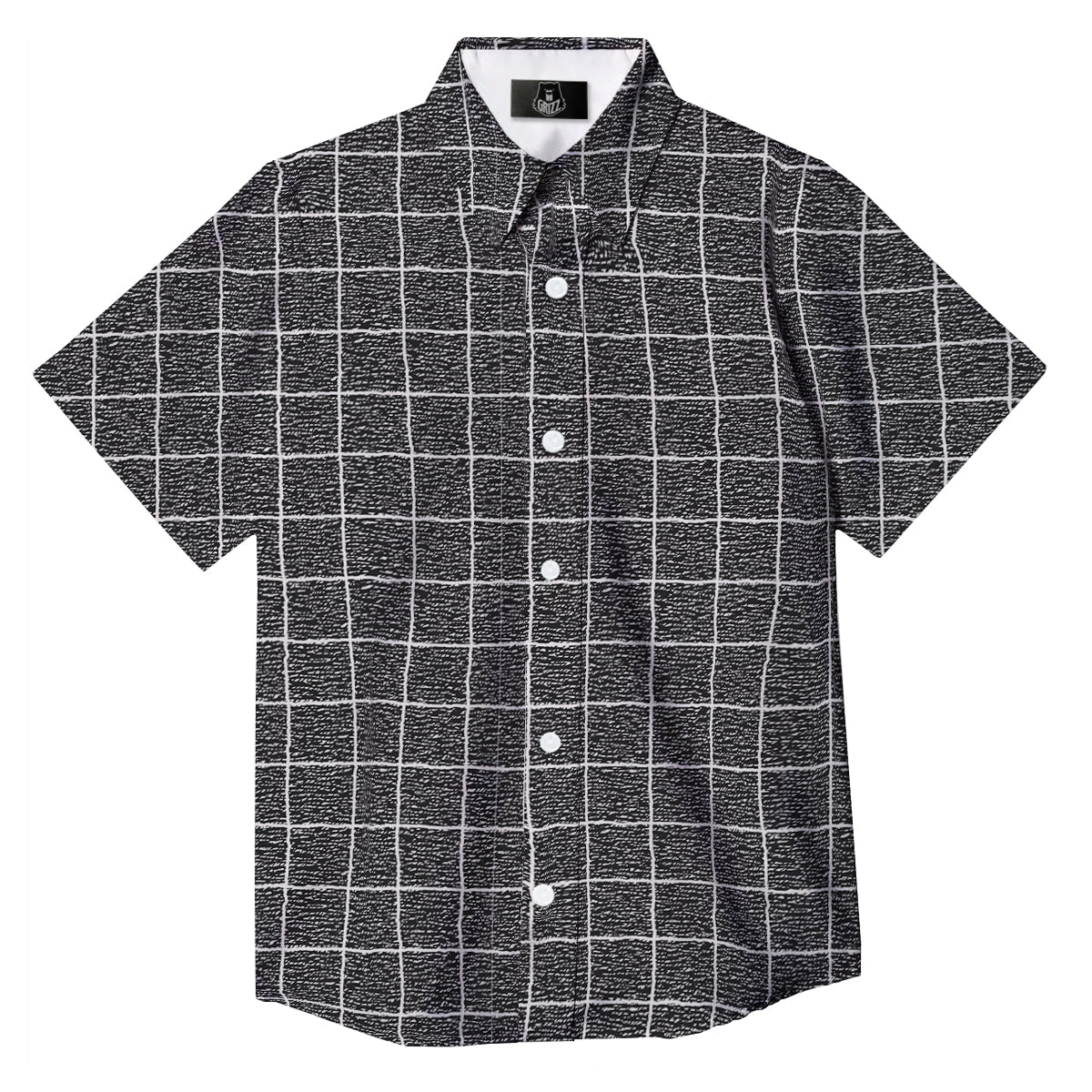 Windowpane Noisy Print Pattern Button Up Shirt-grizzshop