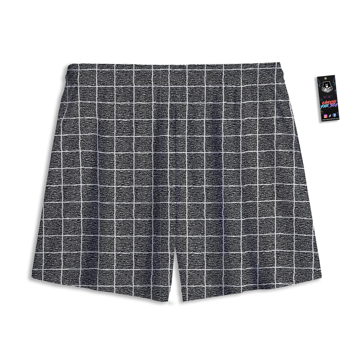 Windowpane Noisy Print Pattern Mesh Shorts-grizzshop