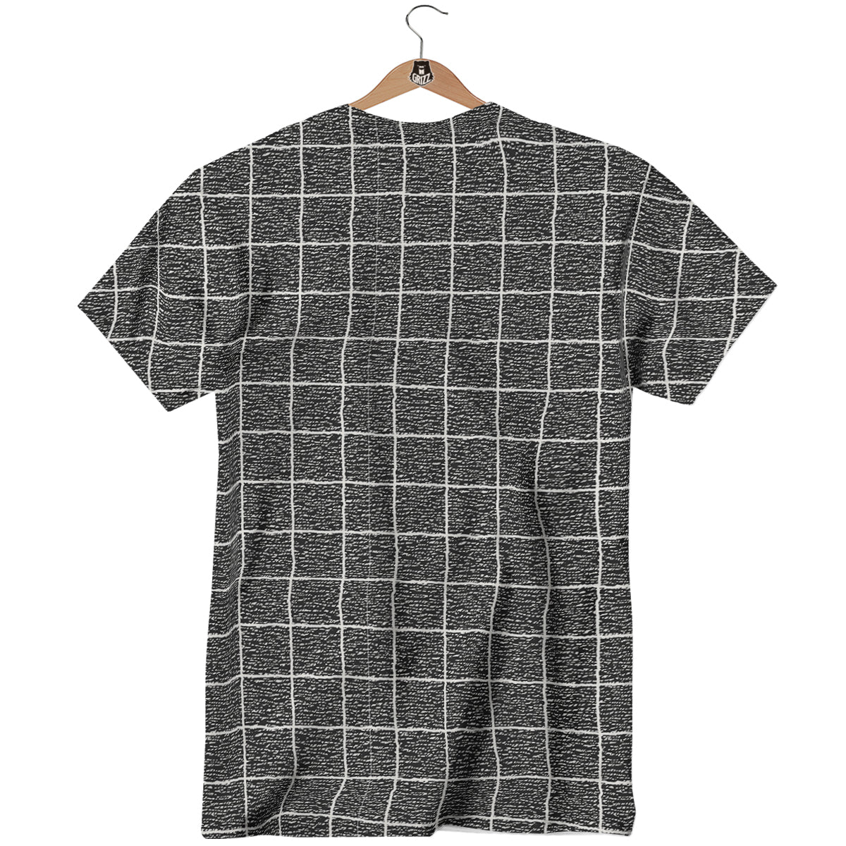 Windowpane Noisy Print Pattern T-Shirt-grizzshop