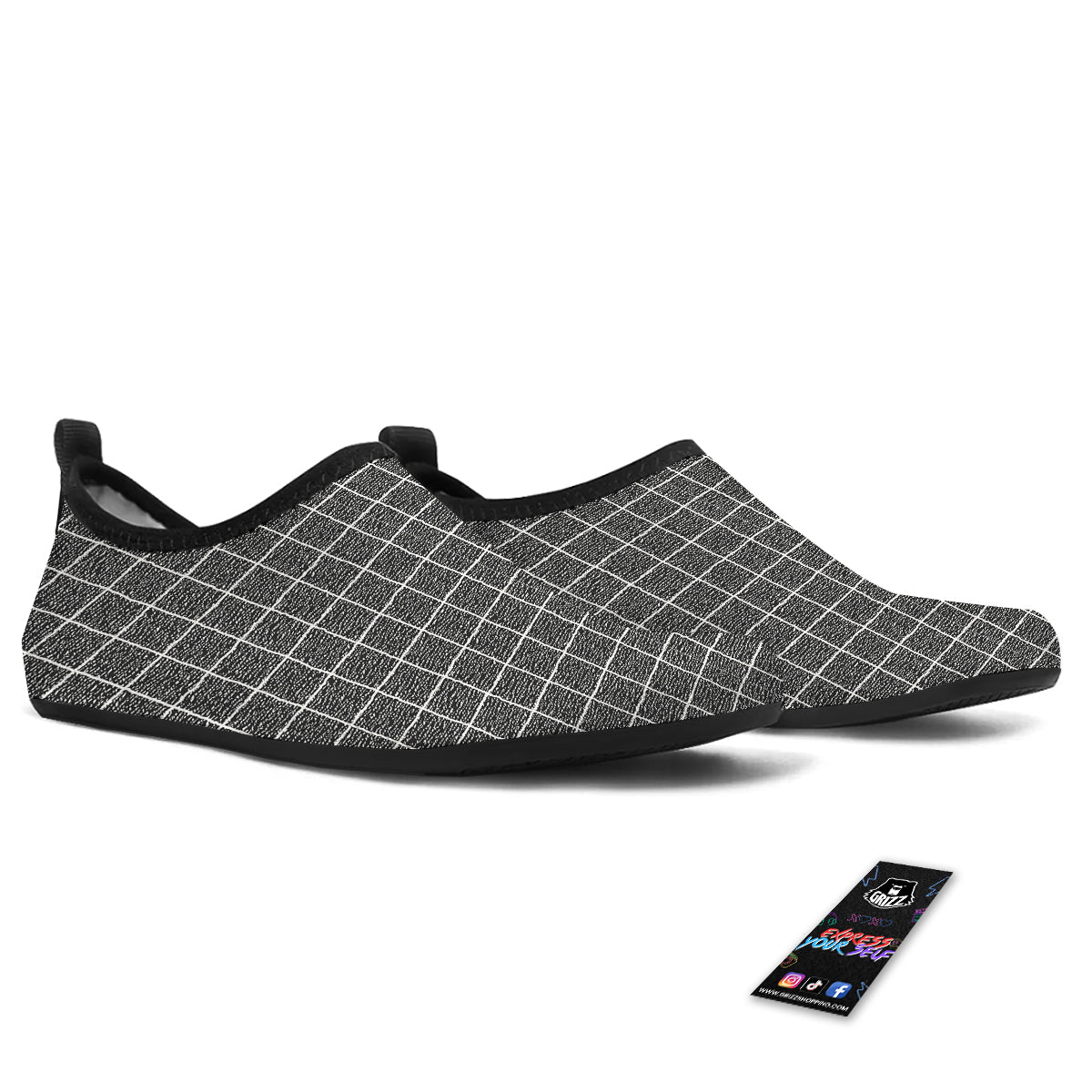 Windowpane Noisy Print Pattern Water Shoes-grizzshop