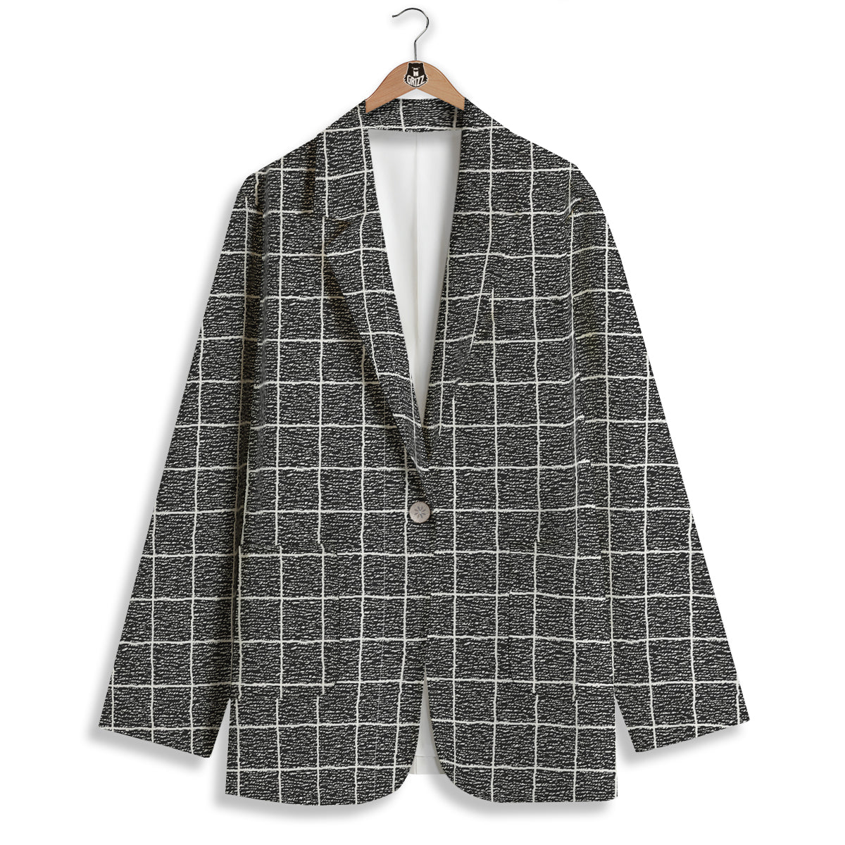 Windowpane Noisy Print Pattern Women's Blazer-grizzshop