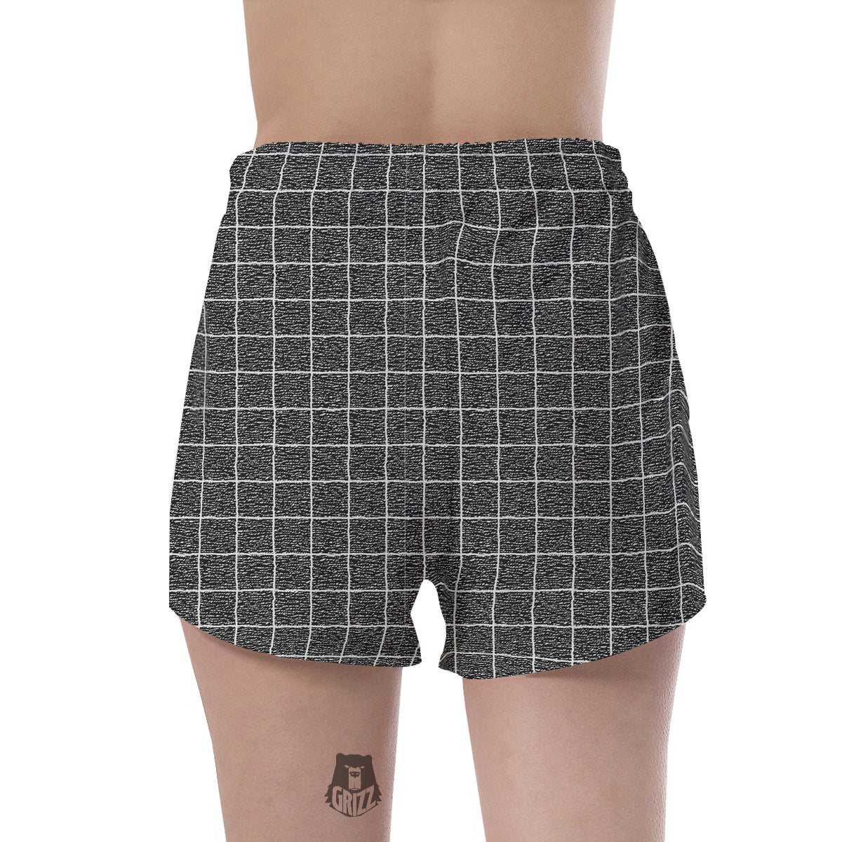 Windowpane Noisy Print Pattern Women's Shorts-grizzshop