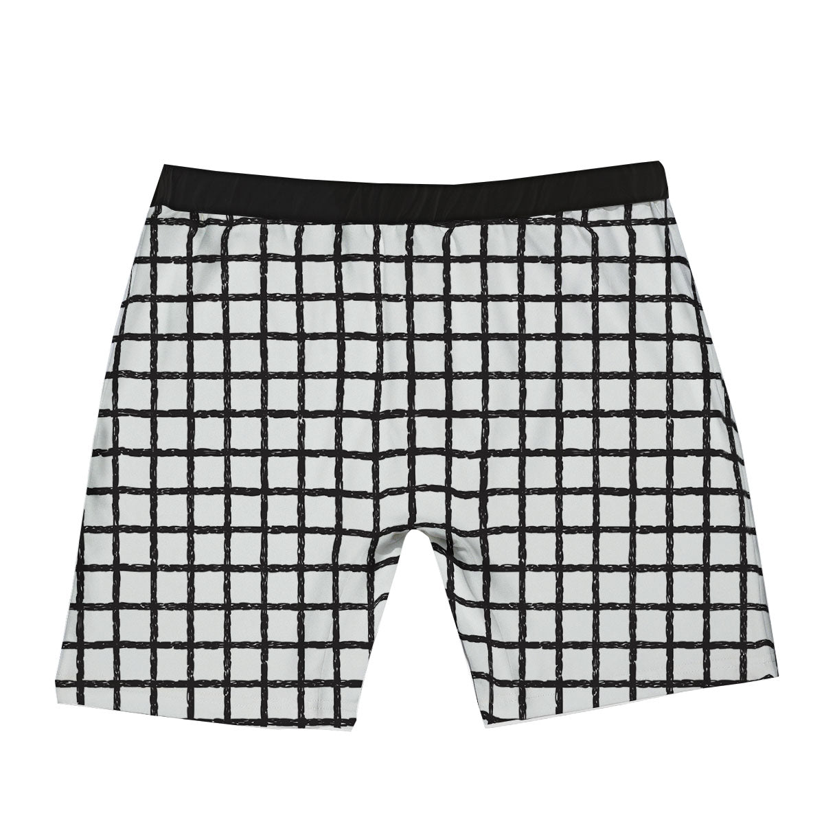 Windowpane White And Black Print Pattern Boxer Briefs-grizzshop