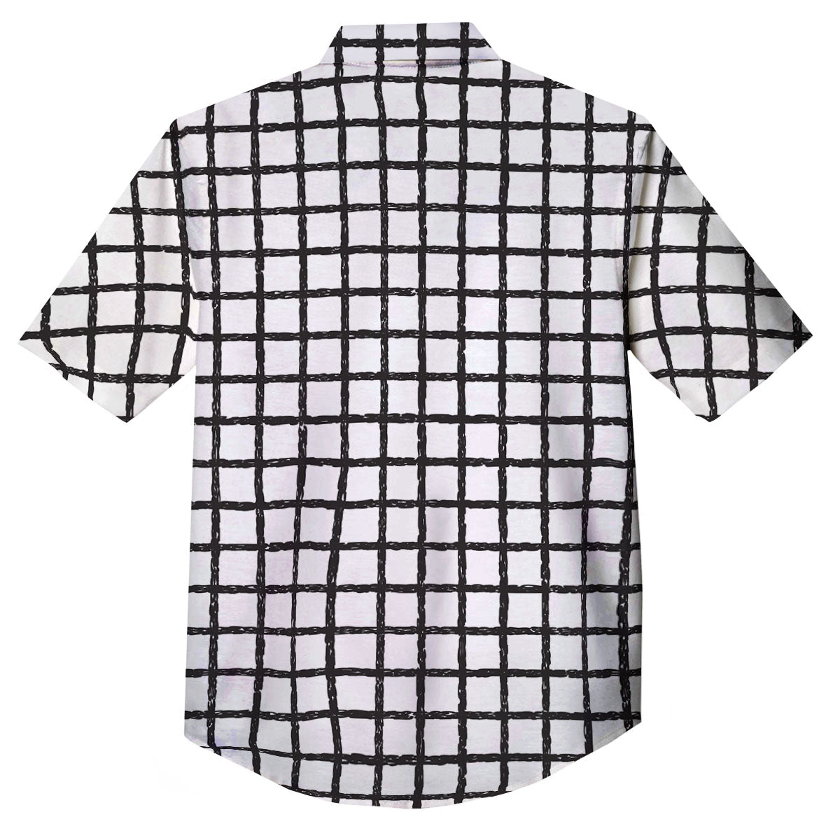 Windowpane White And Black Print Pattern Button Up Shirt-grizzshop