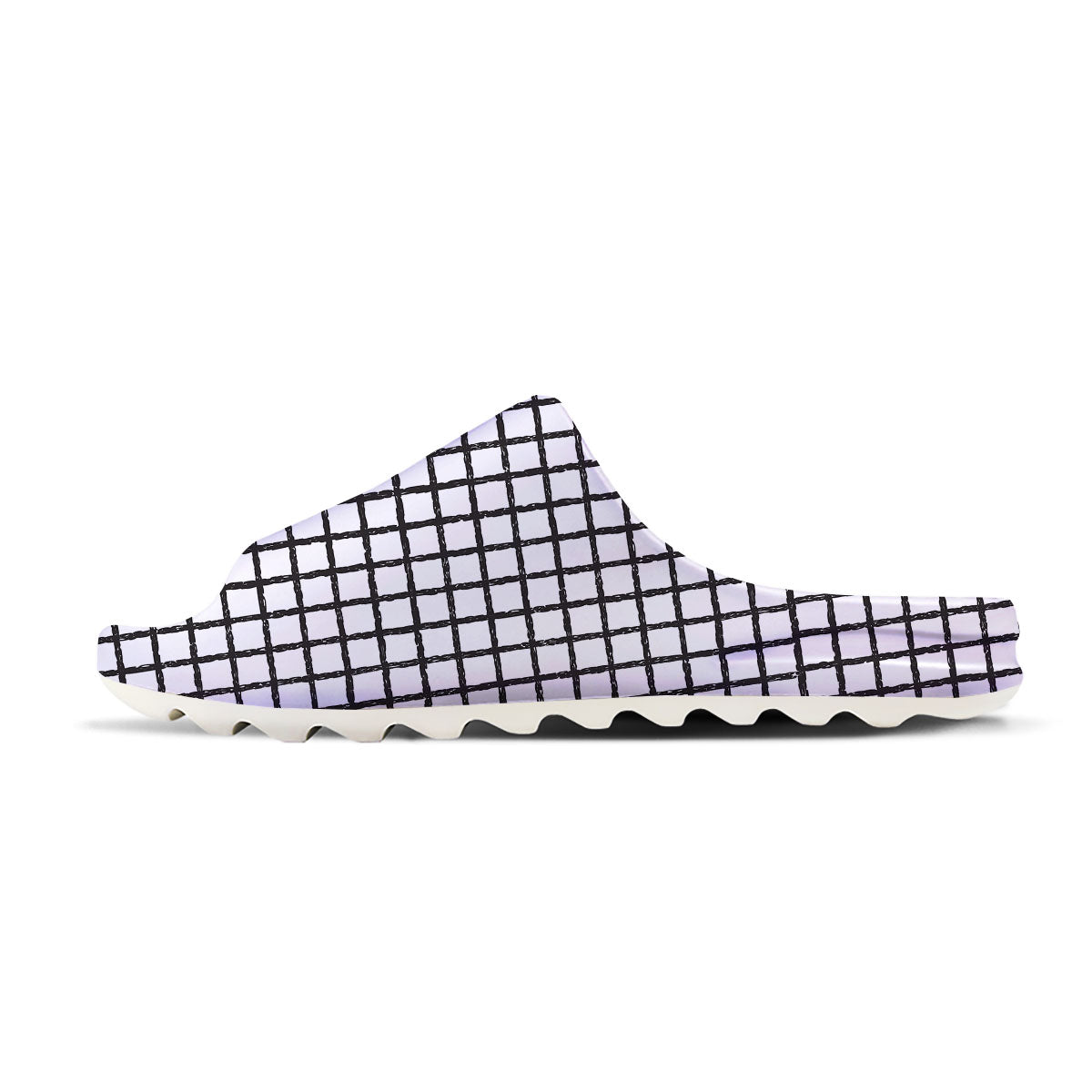 Windowpane White And Black Print Pattern Sandals-grizzshop