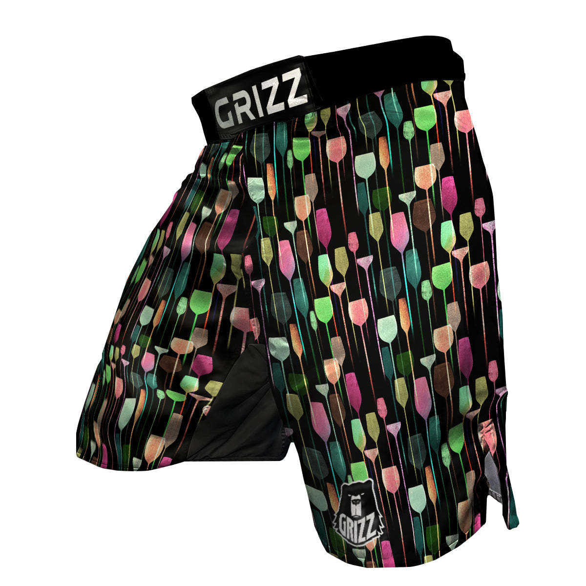 Wine Glass Pattern Print MMA Shorts-grizzshop