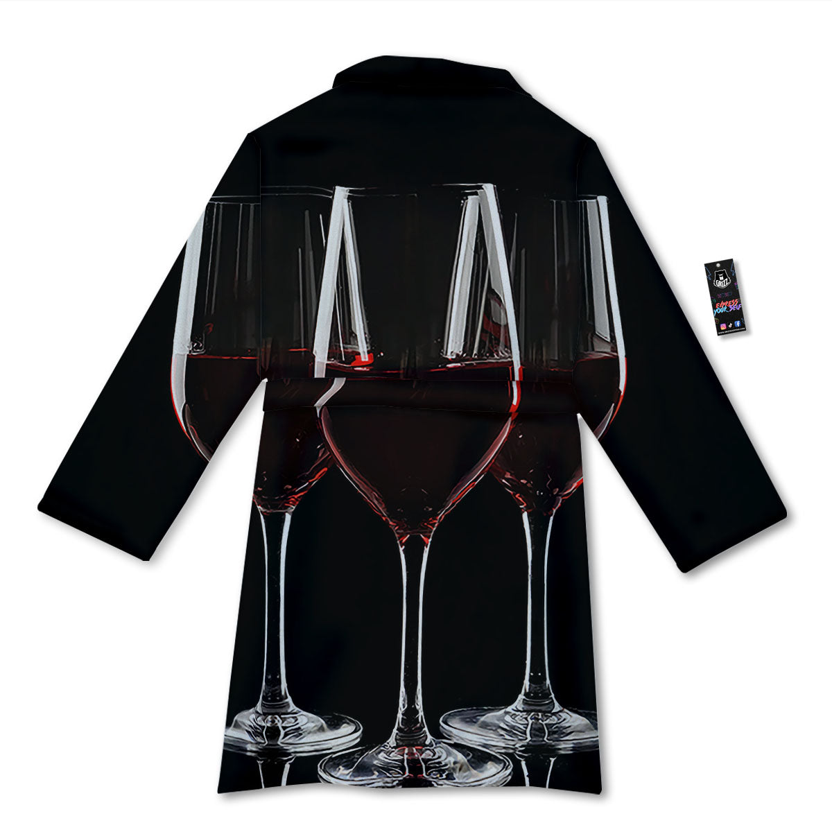 Wine Glasses Print Bathrobe-grizzshop