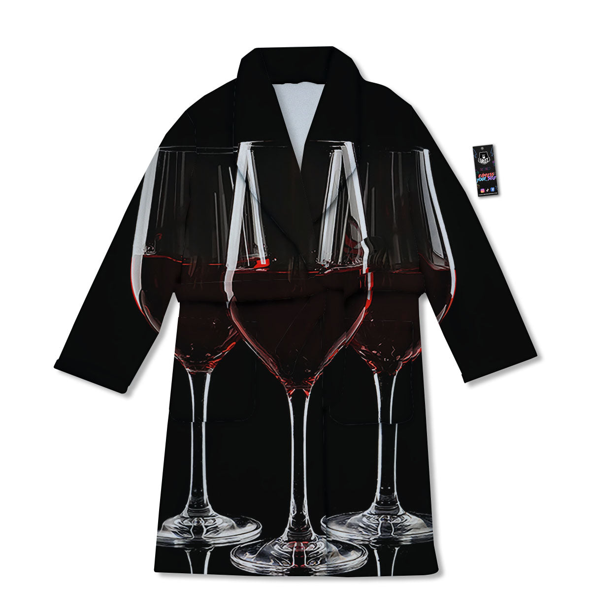 Wine Glasses Print Bathrobe-grizzshop