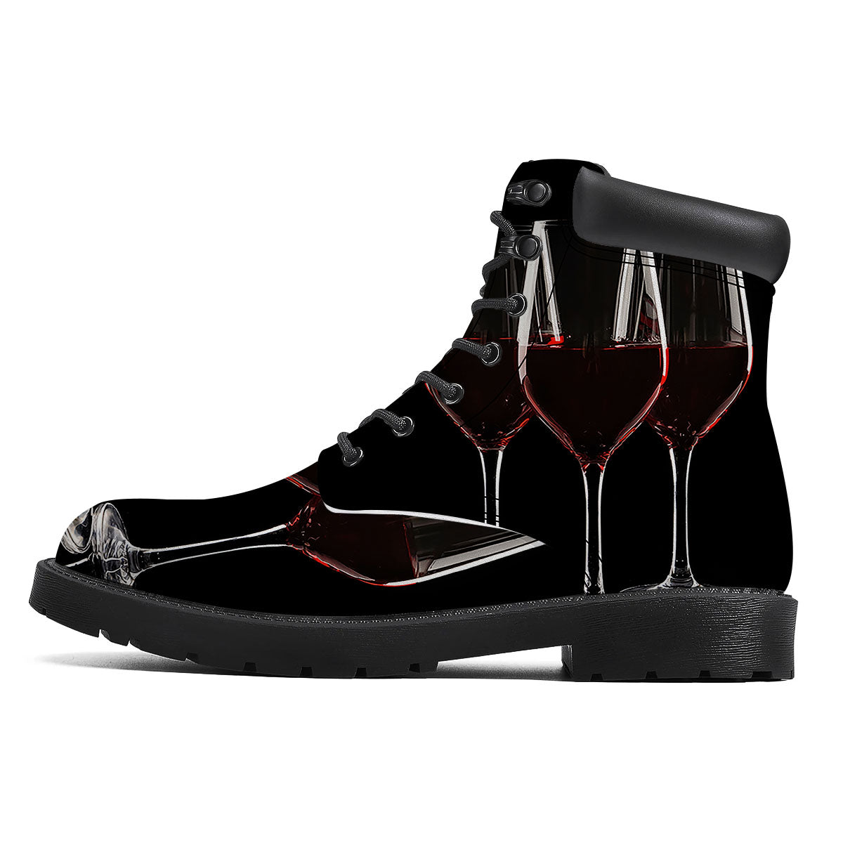 Wine Glasses Print Boots-grizzshop