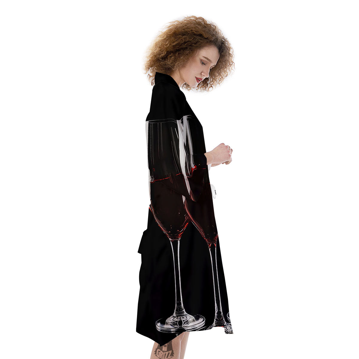 Wine Glasses Print Kimono-grizzshop
