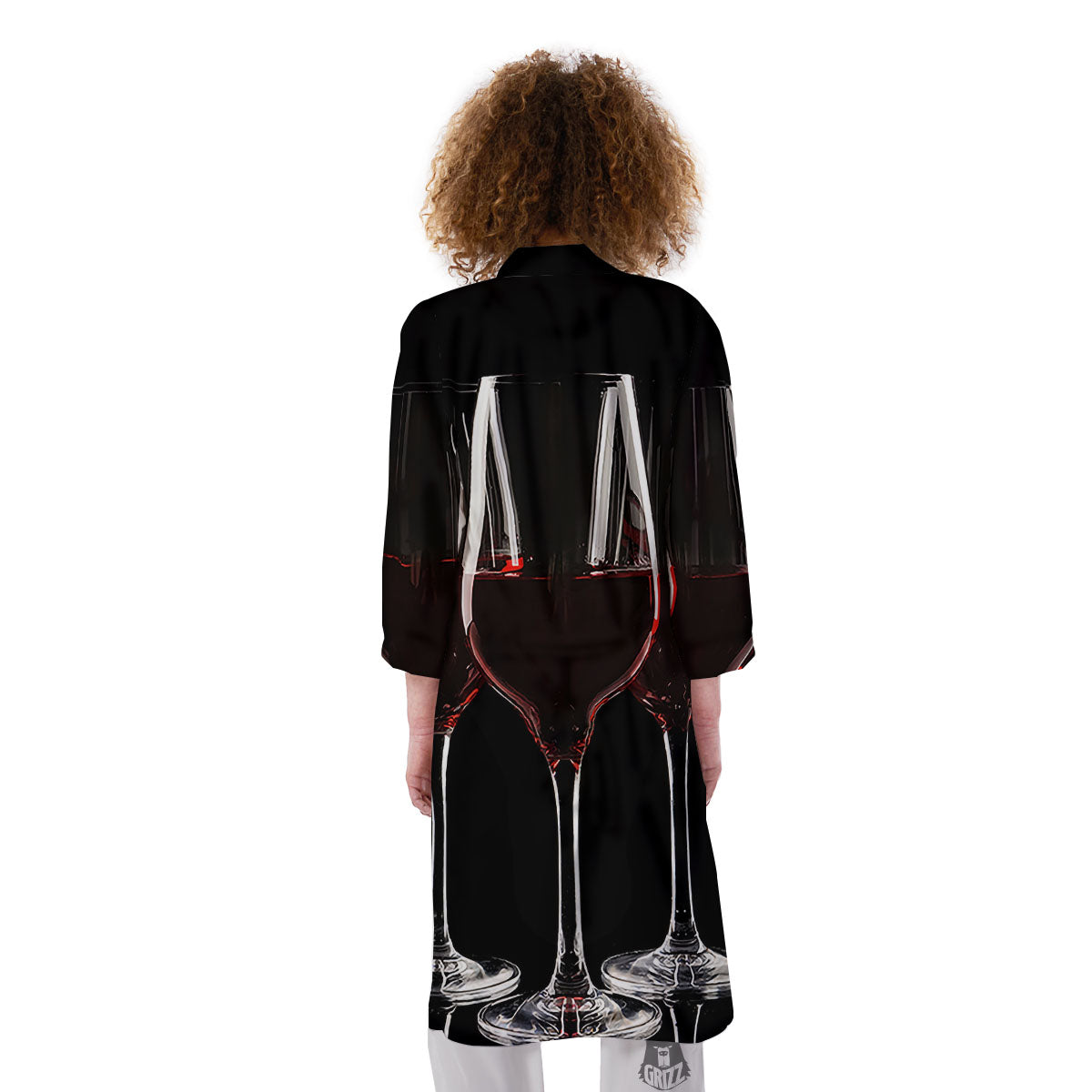 Wine Glasses Print Kimono-grizzshop