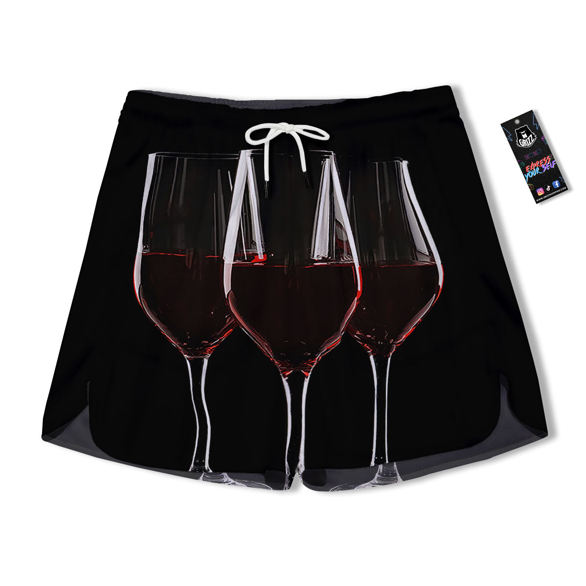 Wine Glasses Print Men's Running Shorts-grizzshop