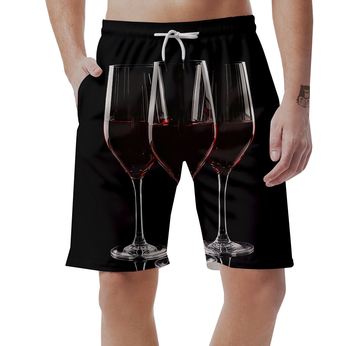 Wine Glasses Print Men's Shorts-grizzshop