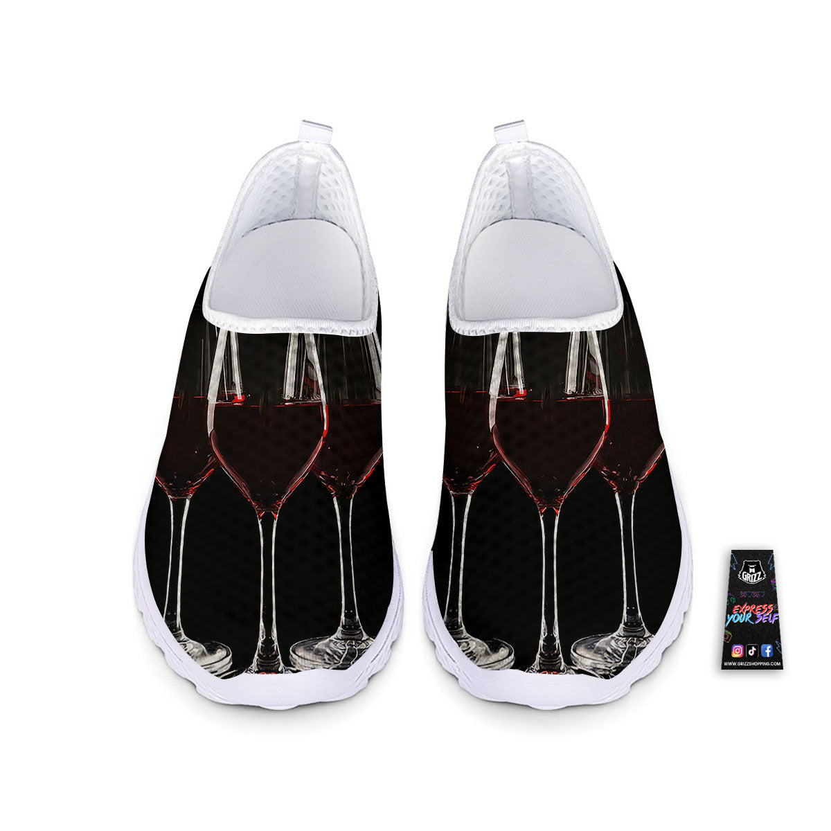 Wine Glasses Print Nurse Shoes-grizzshop