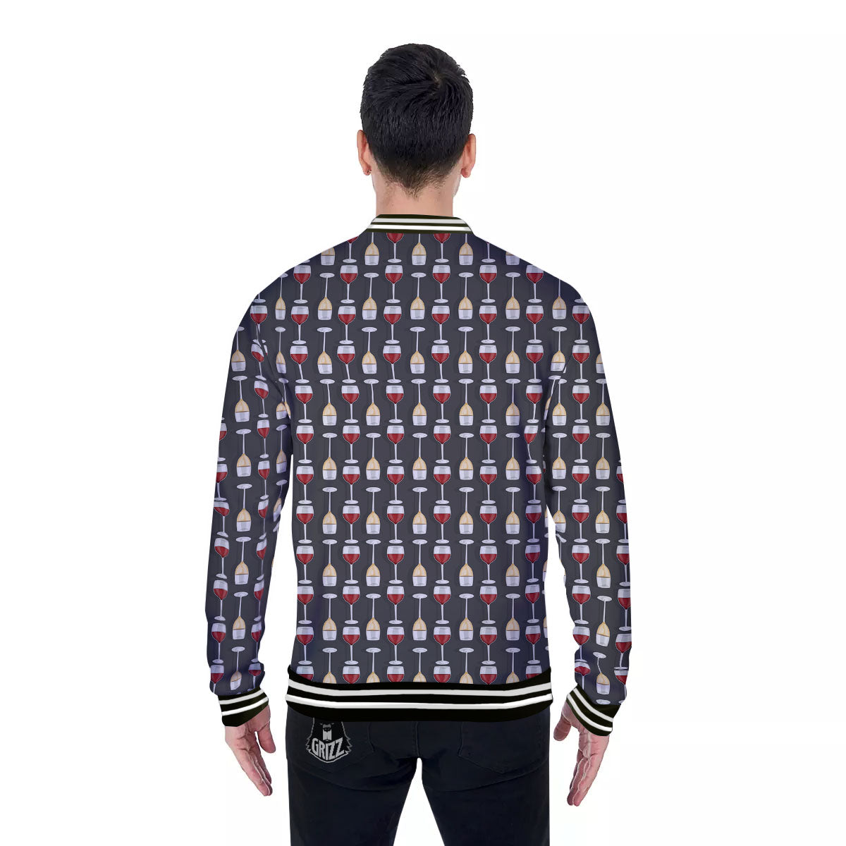 Wine Glasses Print Pattern Baseball Jacket-grizzshop