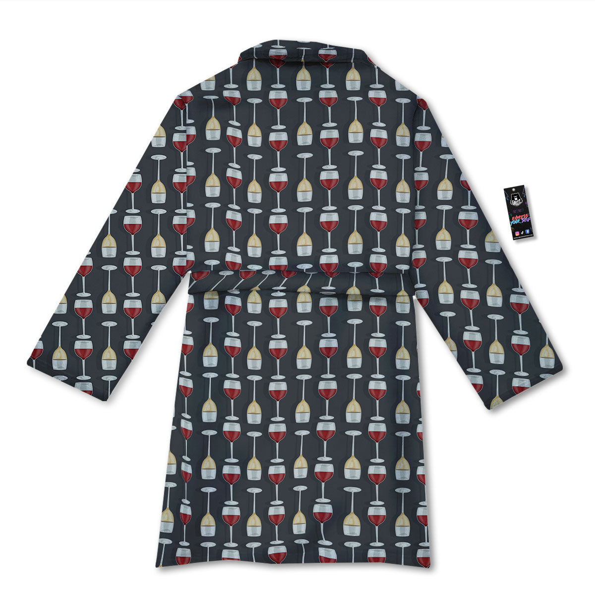 Wine Glasses Print Pattern Bathrobe-grizzshop