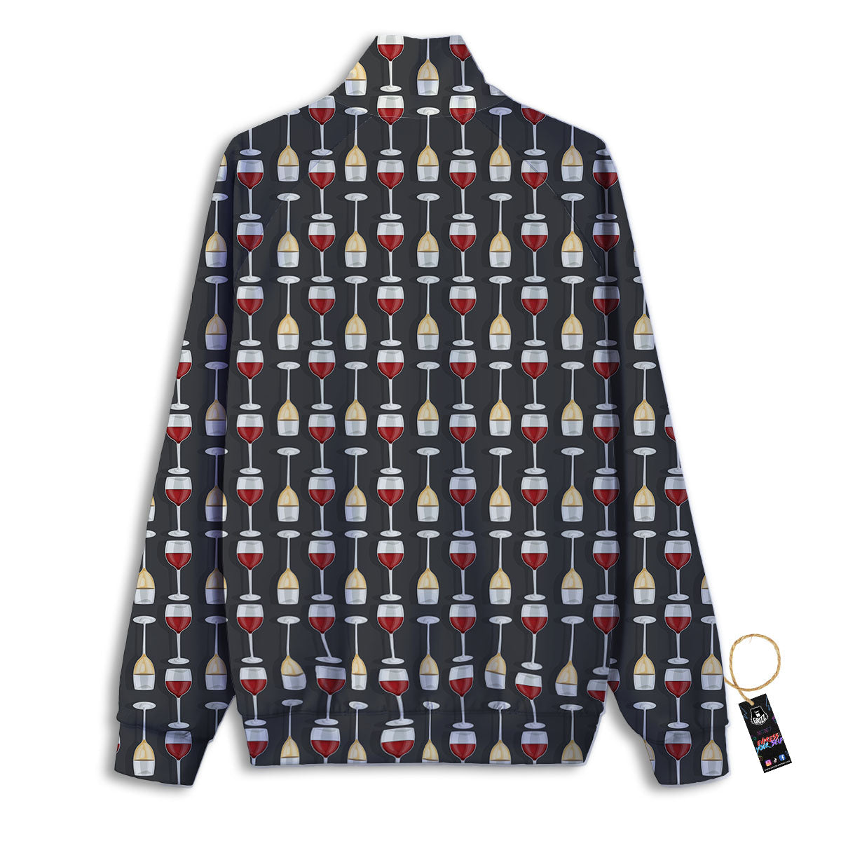 Wine Glasses Print Pattern Track Jacket-grizzshop
