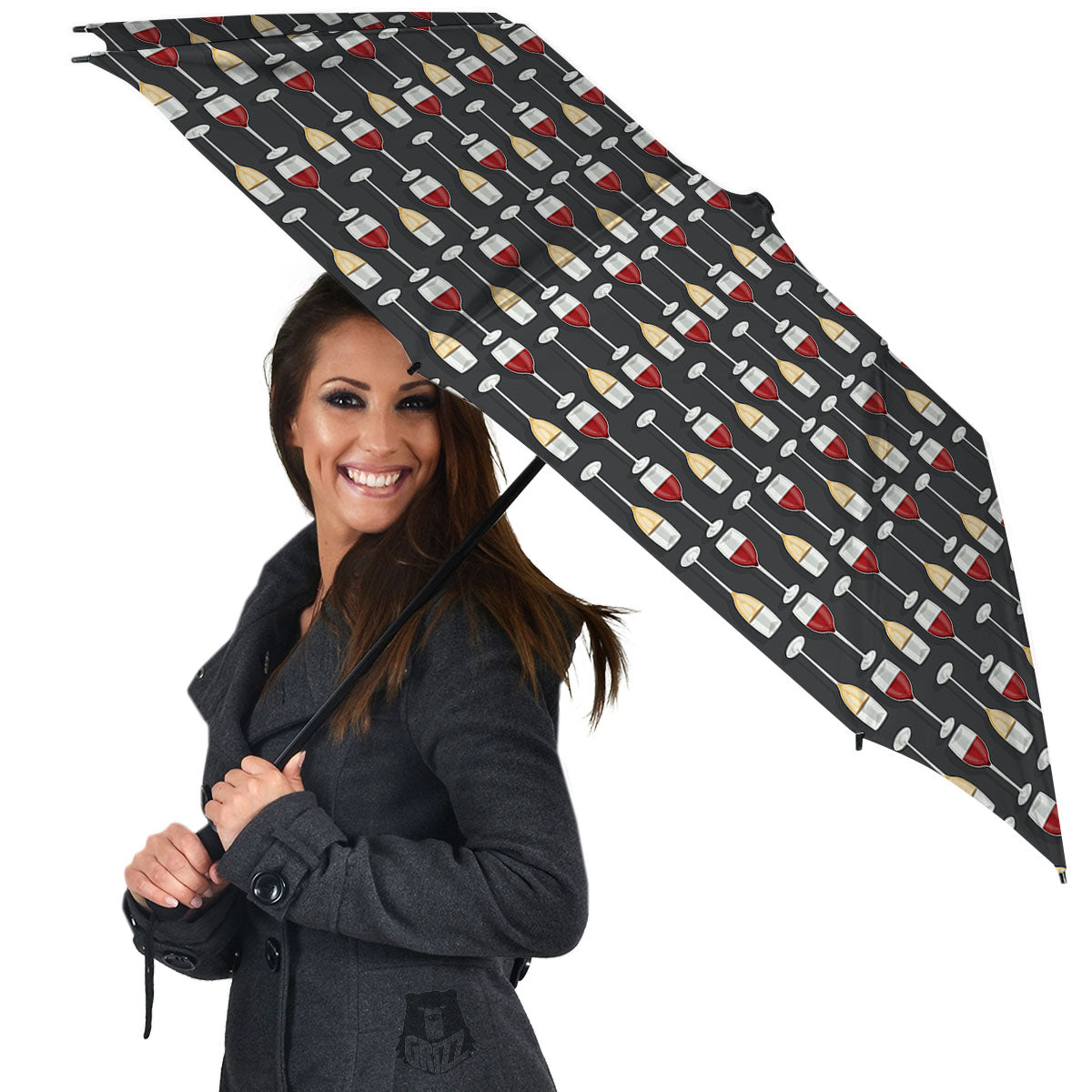 Wine Glasses Print Pattern Umbrella-grizzshop