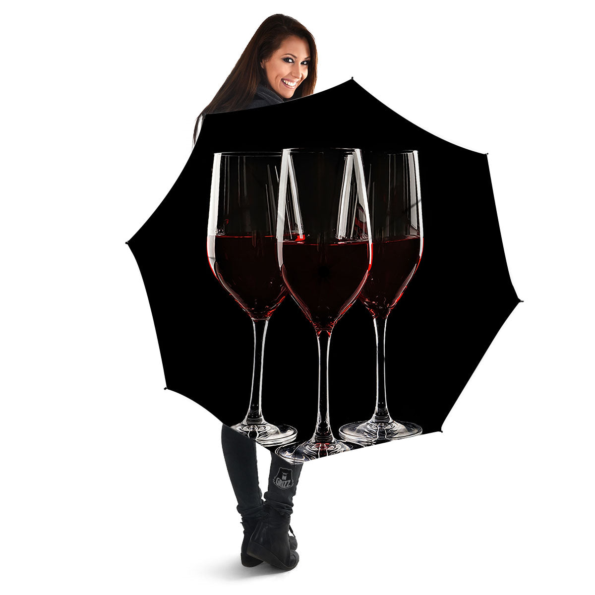 Wine Glasses Print Umbrella-grizzshop