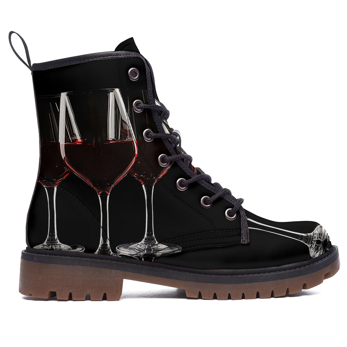 Wine Glasses Print Work Boots-grizzshop