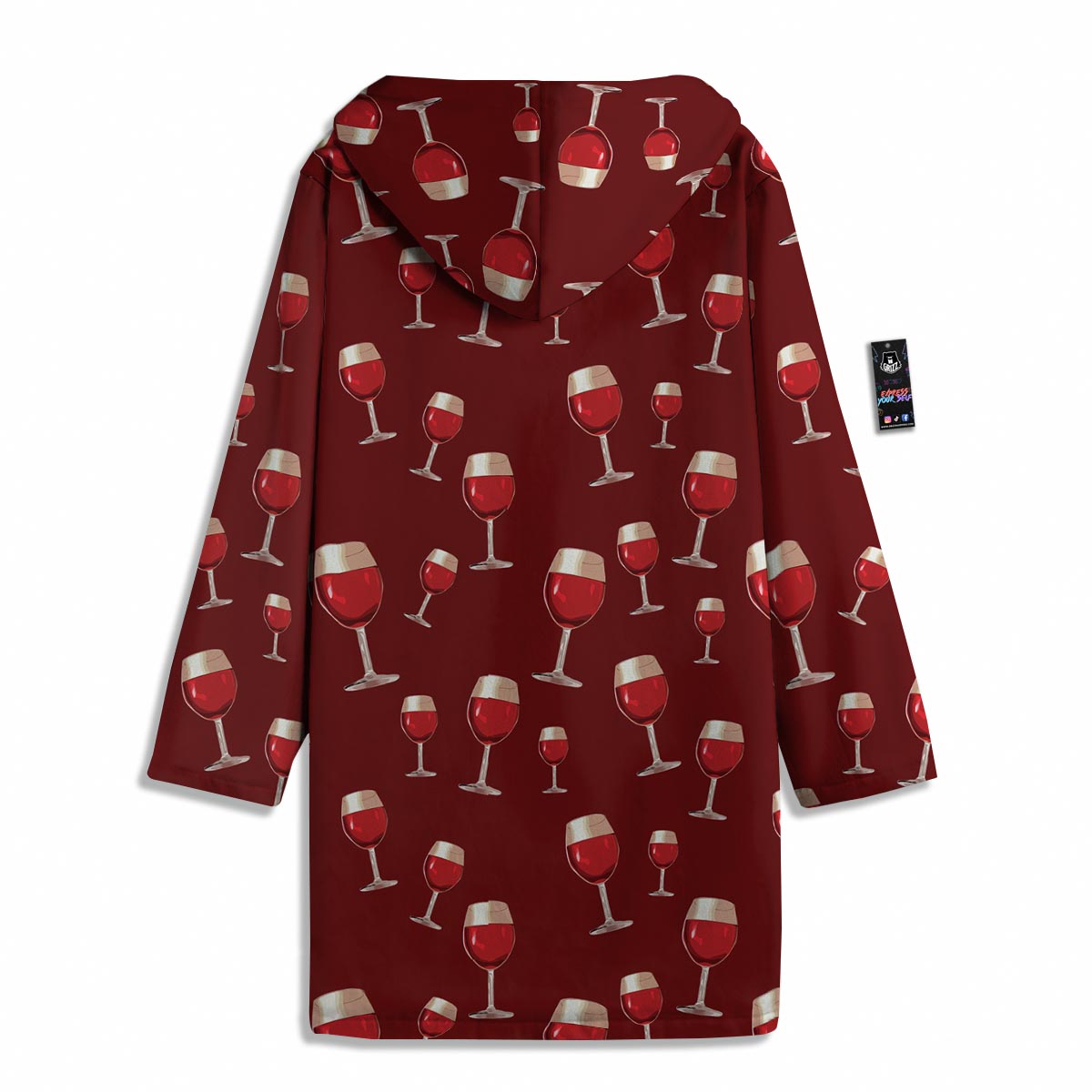 Wine Red Print Pattern Men's Windbreaker Jacket-grizzshop