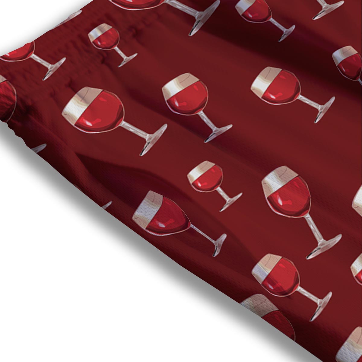 Wine Red Print Pattern Mesh Shorts-grizzshop