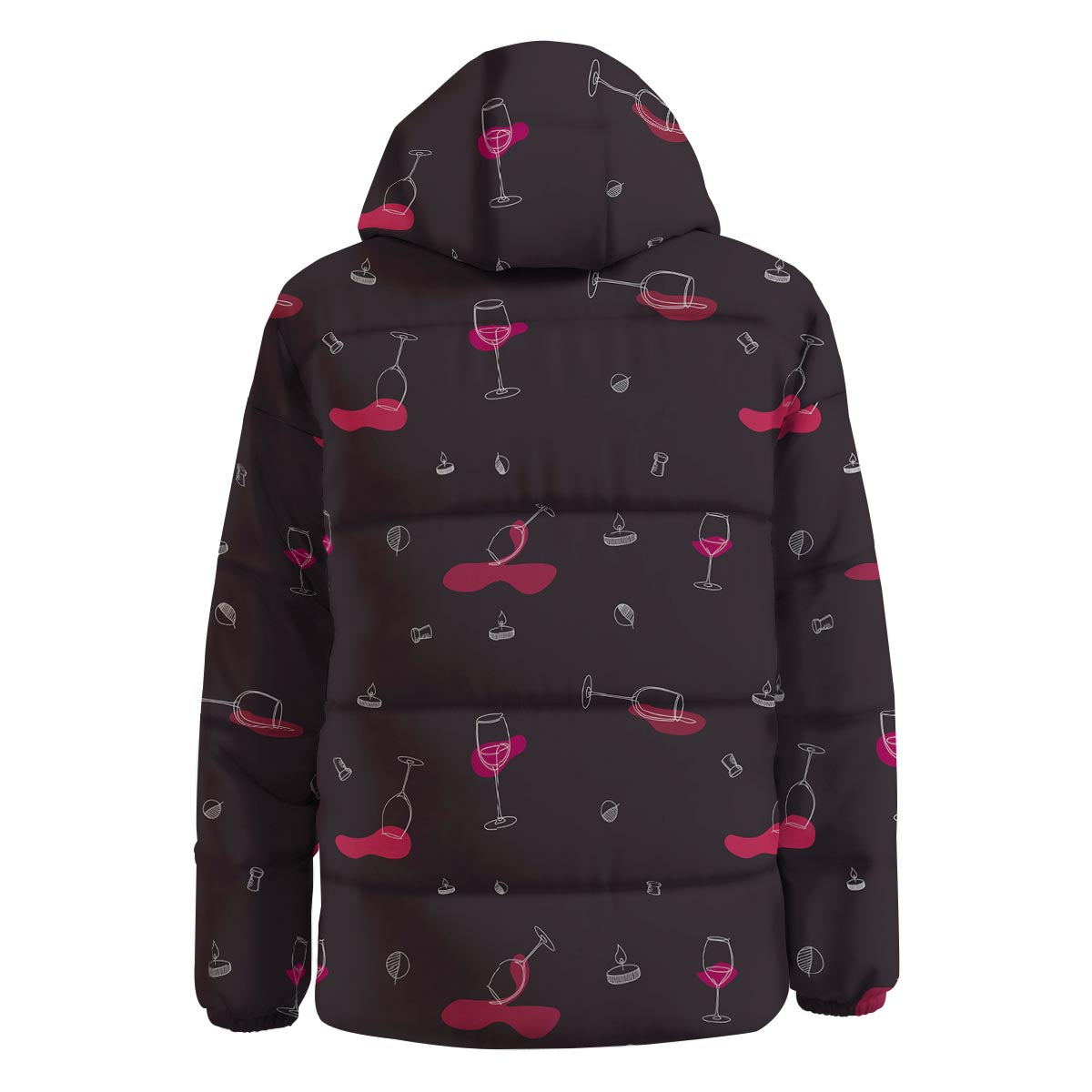 Wine Splash Print Pattern Down Jacket-grizzshop