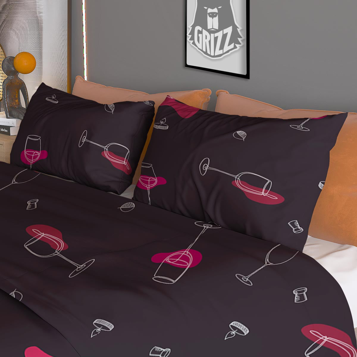Wine Splash Print Pattern Duvet Cover Bedding Set-grizzshop