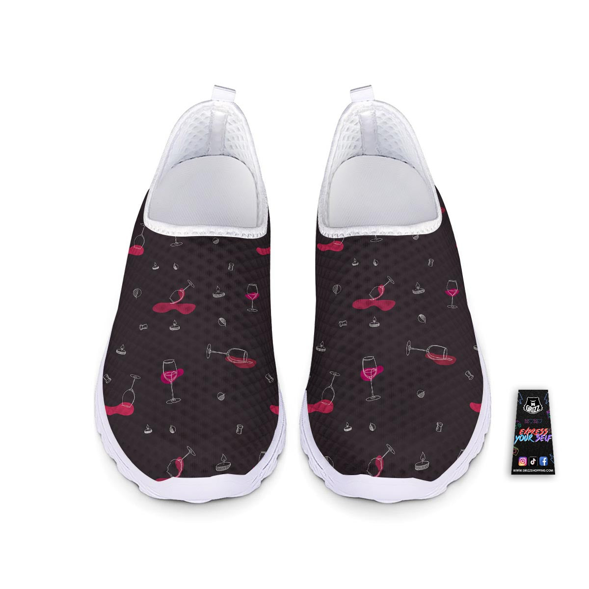 Wine Splash Print Pattern Nurse Shoes-grizzshop