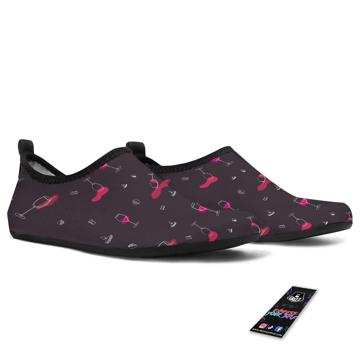 Wine Splash Print Pattern Water Shoes-grizzshop