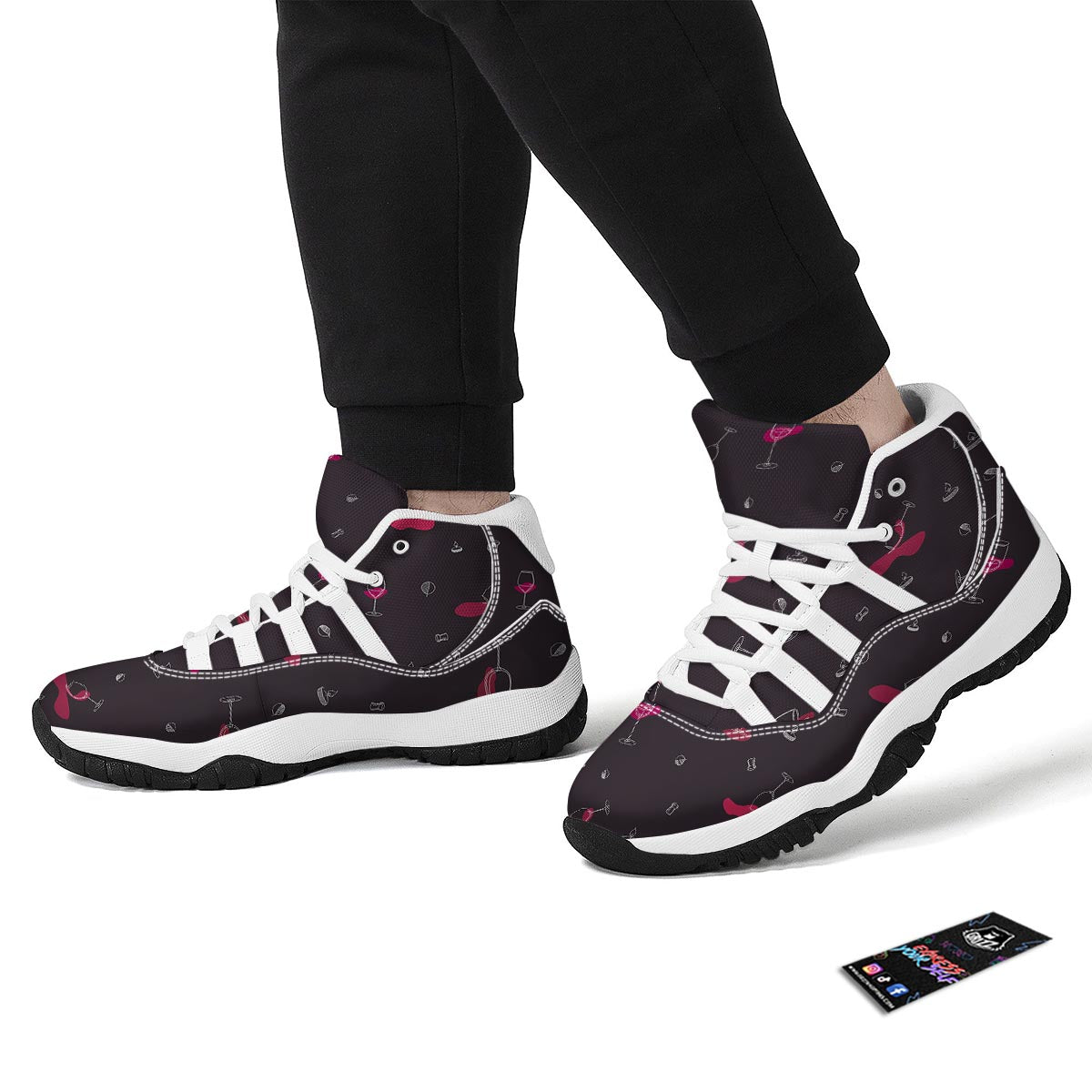 Wine Splash Print Pattern White Bball Shoes-grizzshop