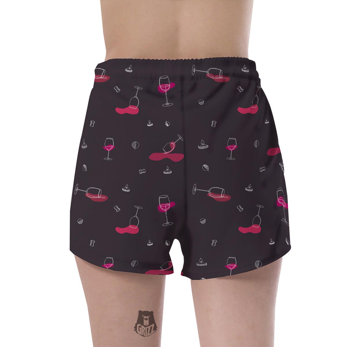 Wine Splash Print Pattern Women's Shorts-grizzshop